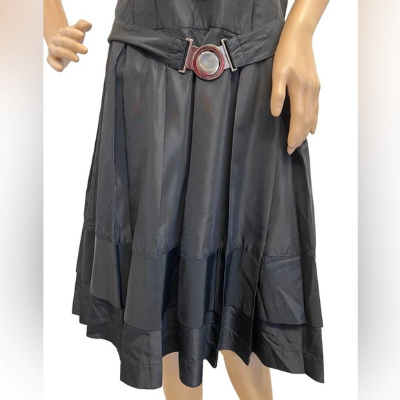 ZARA Basics Black Satin Feel Sleeveless MIDI Dress V-Neck Size Large - Picture 3 of 12